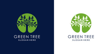 Nature logo design vector with tree and leaf styleのイラスト素材