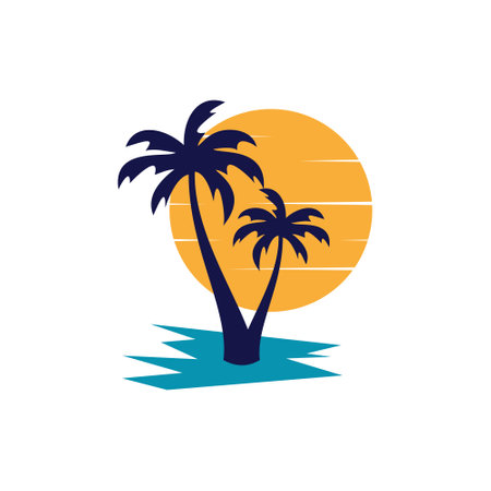 Palm tree with modern abstract concept logo designのイラスト素材