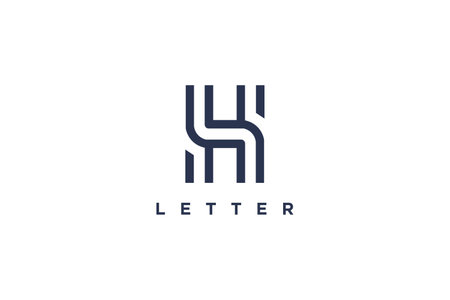 H letter logo vector with modern line concept black designのイラスト素材