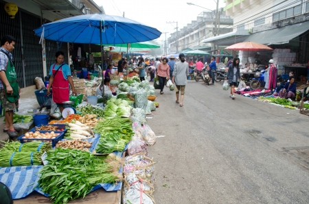 LOEI,THAILAND  OCTOBER 21  Local market at Loei province, Thailand October 21, 2012 The market is trading on the floor and on the street  A tradition of rural people in Thailand のeditorial素材