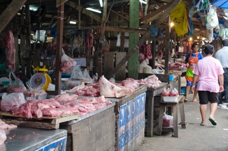 LOEI,THAILAND  OCTOBER 21   Local market at Loei province, Thailand October 21, 2012 The market is trading on the floor and on the street  A tradition of rural people in Thailand のeditorial素材