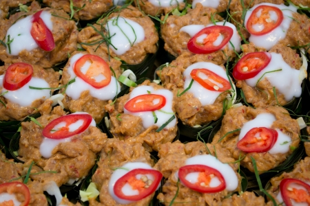 Steamed fish with curry paste の写真素材