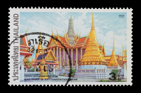 THAILAND - CIRCA 2002  A postage printed in Thailand show image of Wat Phra Si Rattanasatsadaram  from the series  Temples , circa 2002の写真素材