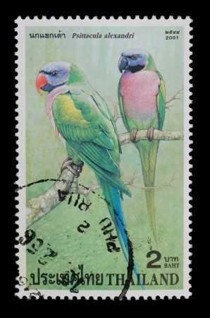 THAILAND - CIRCA 2001  A postage printed in Thailand show image of Psiiacula alexandri  from the...