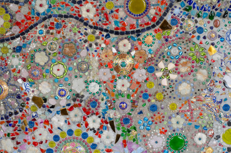 Wall Background Decorated with Porcelainの写真素材