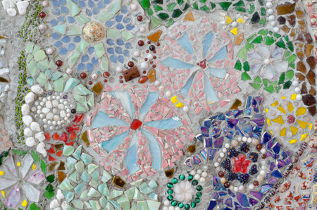 Wall Background Decorated with Porcelainの写真素材