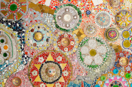 Wall Background Decorated with Porcelainの写真素材