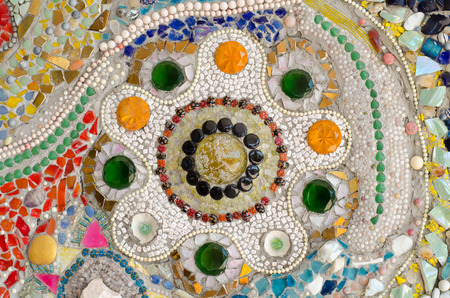 Wall Background Decorated with Porcelainの写真素材