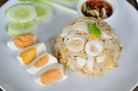 Stir Fried Squid with Salted Egg Yolkの写真素材