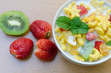 cereals with fruitの写真素材