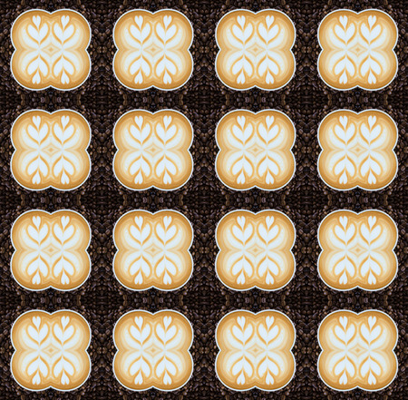 Seamless pattern with latte art coffee