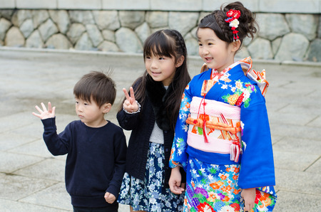 NARITA, JAPAN - NOVEMBER 15: Shichi-go-san in Narita, Japan on November 15, 2015. Traditional rite of passage and festival day in Japan for 3 and 7-year-old girls and 3 and 5-year-old boys.のeditorial素材