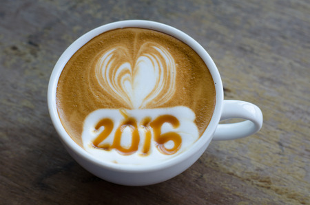hot coffee with foam milk art 2016 pattern