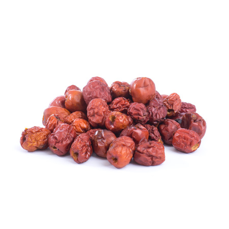 dried jujube fruits, chinese herbal medicine isolated on white background