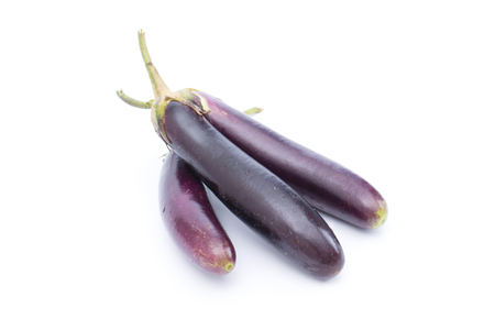 eggplant fruit isolated on white backgroundの写真素材