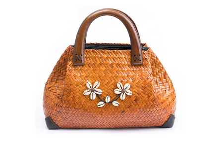 Woven Handmade Bag for Women,Thai handicraft woman basketry isolate on white backgroundの写真素材