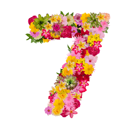 Number 7 made from flower isolated on white background. Whit clipping pathの写真素材