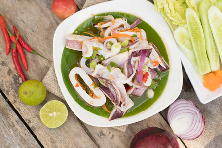 Thai Spicy Squid Saladの写真素材