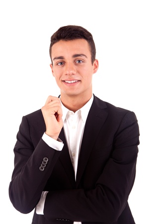 Portrait of a business man over white backgroundの写真素材