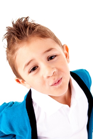 Adorable kid over white backgroundの写真素材