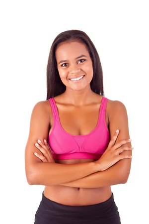 Athletic african woman showing her good shapeの写真素材