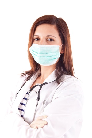 Medical doctor woman over white backgroundの写真素材