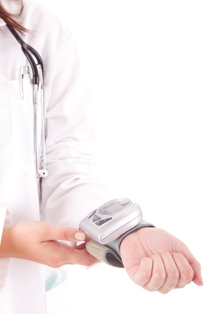 Doctor showing how to measure diabetesの写真素材