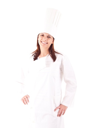 Professional cooker chef over white backgroundの写真素材