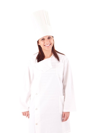 Professional cooker chef over white backgroundの写真素材