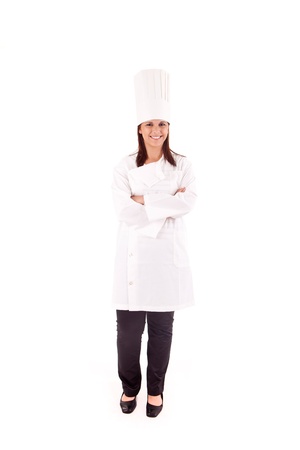 Professional cooker chef over white backgroundの写真素材