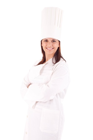 Professional cooker chef over white backgroundの写真素材