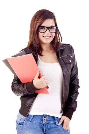University girl holding books and smilingの写真素材