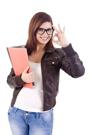 Student or Casual business woman signalling okの写真素材