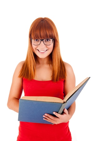 University girl holding a school bag and smilingの写真素材