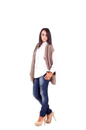 Beautiful mix race woman posing over white backgroundの写真素材