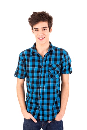 Studio picture of a young and handsome man posingの写真素材