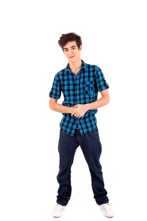 Studio picture of a young and handsome man posingの写真素材