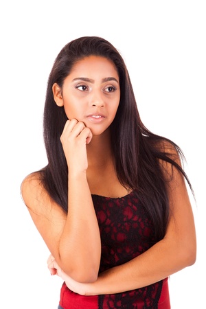 Beautiful mix race woman posing over white backgroundの写真素材