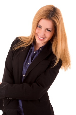 Beautiful blond woman posingの写真素材