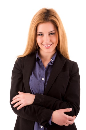 Beautiful blond woman posingの写真素材