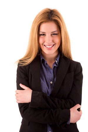 Beautiful blond woman posingの写真素材