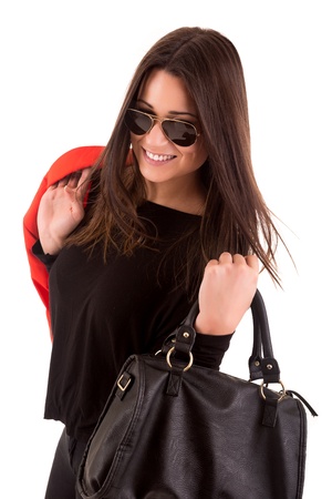 Beautiful fashion woman with sunglassesの写真素材