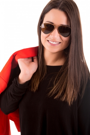 Beautiful fashion woman with sunglassesの写真素材