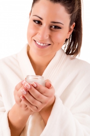 Beautiful woman cleaning her skin - Beauty Care の写真素材