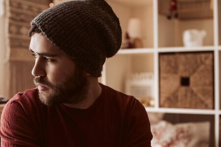 Casual Man at home - Christmas and Winter Seasonの写真素材
