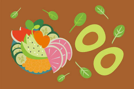 Illustration of fruits and vegetablesのイラスト素材