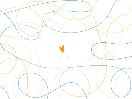 Hand Draw illustration of a small heart and lines over white backgroundの写真素材