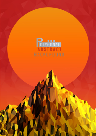 Low poly mountain illustration with sunset backgroundのイラスト素材