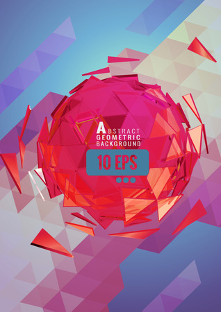 Abstract colorful polygonal geometric shatter sphere glass spin on directional trianglular backgroundのイラスト素材