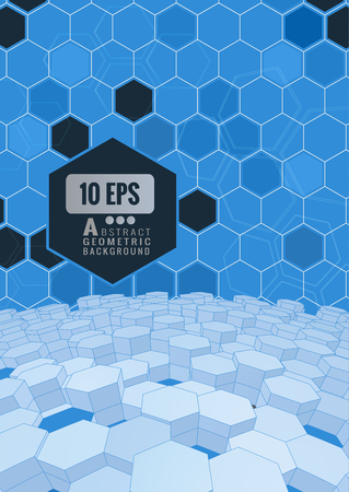Abstract hexagonal background on blue tone with space for your text and headline A4のイラスト素材